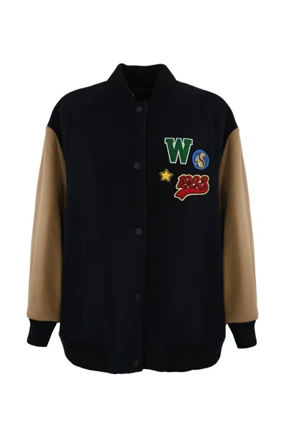 Weekend Max Mara Adorni Bomber Jacket In Wool In Blue