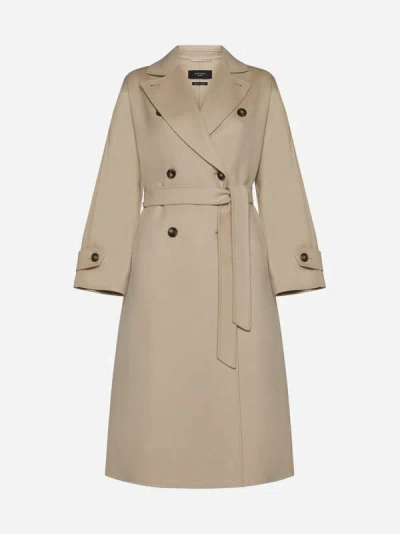 Weekend Max Mara Affetto Wool Double-breasted Coat In Sand
