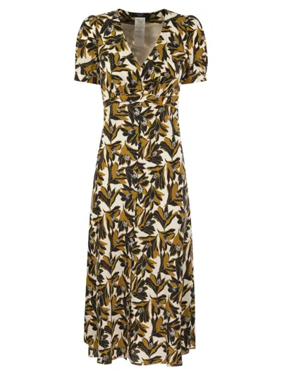 Weekend Max Mara Affine Allover Floral Printed Midi Dress In Brown