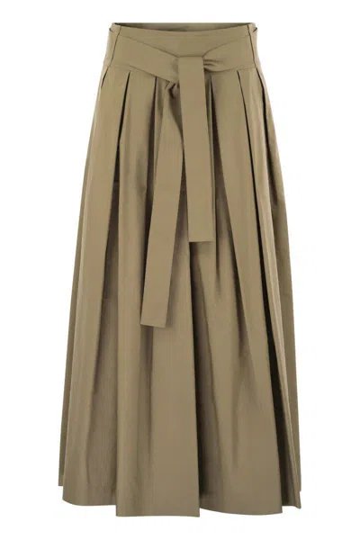 Weekend Max Mara Agiate - Pleated Cotton Skirt In Brown
