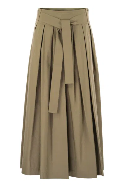Weekend Max Mara Agiate - Pleated Cotton Skirt In Green