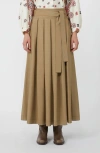 Weekend Max Mara Agiate Pleated Cotton Maxi Skirt In Sand