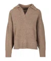 Weekend Max Mara Wool Polo Shirt Knitwear Grey In Brown