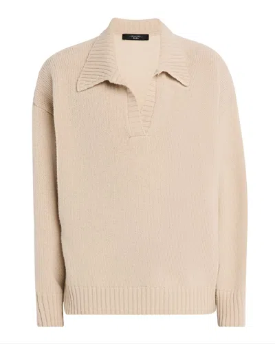 Weekend Max Mara Agre Virgin Wool Polo Sweater In Brown