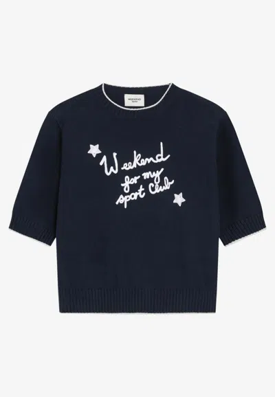 Weekend Max Mara Alare Boxy Knit Top In Blue