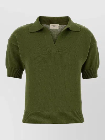 Weekend Max Mara Albero Cotton Polo Shirt Short Sleeves In Green