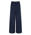 Weekend Max Mara High-waisted Wide Leg Trousers With Button Accents In Blue