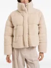 Weekend Max Mara Alfredo Padded Coat High Collar Front Pockets In Neutral