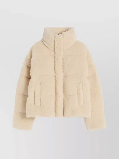 Weekend Max Mara Alfredo Padded Coat High Collar Front Pockets In Gold