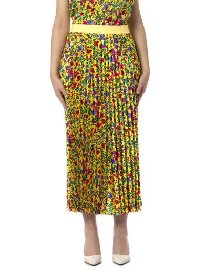Weekend Max Mara All-over Floral Printed Pleated Skirt In Green