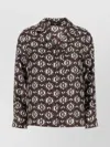 Weekend Max Mara All-over Printed Silk Long Sleeve Shirt In Brown