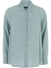 Weekend Max Mara Almina Silk Shirt Back Pleat In Blau