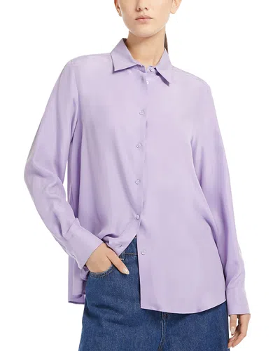 Weekend Max Mara Almina Silk Button Front Shirt In Lilac