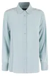 Weekend Max Mara Almina Silk Shirt Back Pleat In Verde Pastello