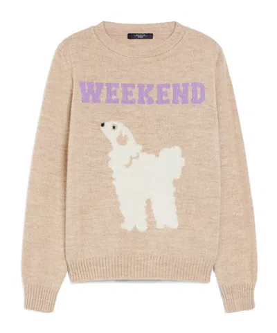 Weekend Max Mara Alpaca And Wool Decal Sweater In Nude
