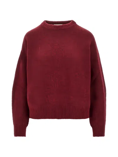 Weekend Max Mara Alpaca Blend Crewneck Sweater In Burgundy