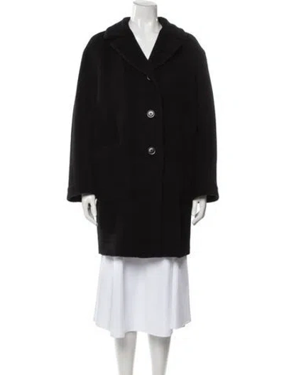 Pre-owned Weekend Max Mara Alpaca Faux Fur Coat In Black