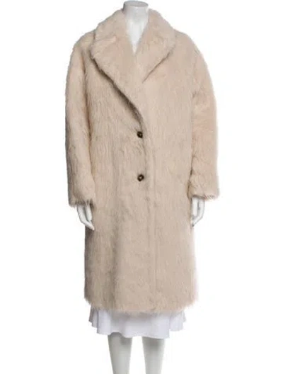 Pre-owned Weekend Max Mara Alpaca Faux Fur Coat In Neutral