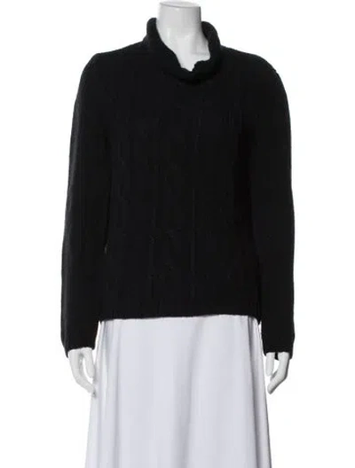 Pre-owned Weekend Max Mara Alpaca Mock Neck Sweater In Black