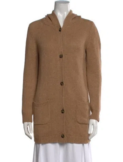 Pre-owned Weekend Max Mara Alpaca Open Front Sweater In Brown