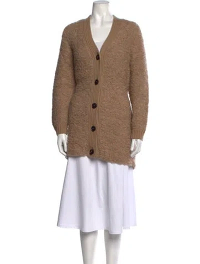 Pre-owned Weekend Max Mara Alpaca V-neck Sweater In Neutrals