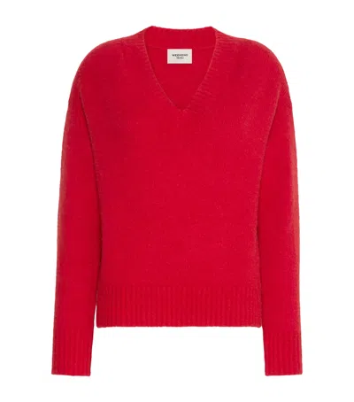 Weekend Max Mara Alpaca-blend V-neck Sweater In Red