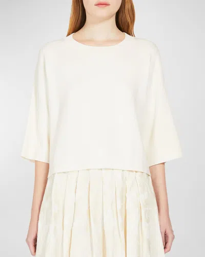 Weekend Max Mara Amato Crewneck Knit Shirt In Ecru