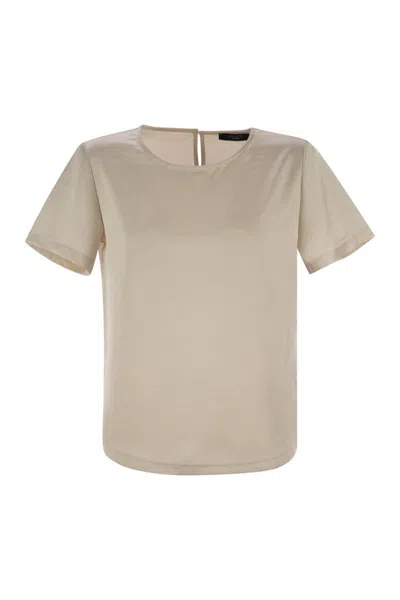 Weekend Max Mara Amburgo - Satin And Jersey T-shirt In Neutral