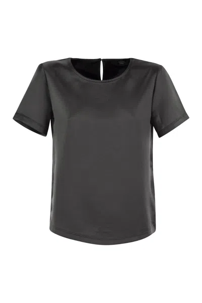 Weekend Max Mara Amburgo - Satin And Jersey T-shirt In Black