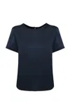 Weekend Max Mara Amburgo T-shirt In Satin And Jersey In Blue