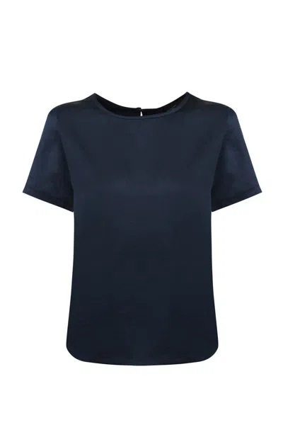 Weekend Max Mara Amburgo T-shirt In Satin And Jersey In Blue
