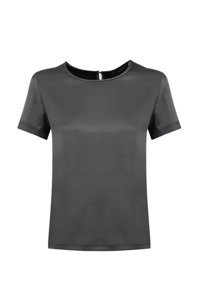Weekend Max Mara Amburgo T-shirt In Satin And Jersey In Nero