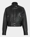 Weekend Max Mara Angel Leather Jacket In Black