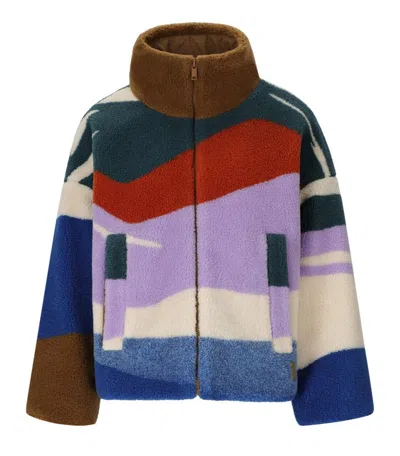 Weekend Max Mara Angolo Colorblock Faux Shearling Jacket In Brown