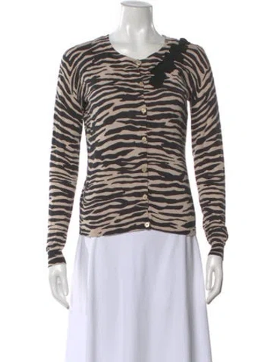 Pre-owned Weekend Max Mara Animal Print Crew Neck Sweater