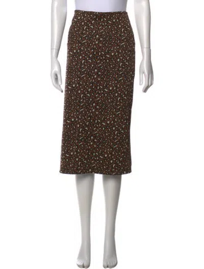 Pre-owned Weekend Max Mara Animal Print Midi Length Skirt In Brown