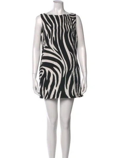 Pre-owned Weekend Max Mara Animal Print Mini Dress In White