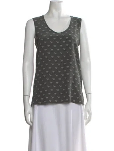 Pre-owned Weekend Max Mara Animal Print Scoop Neck Top In Gray