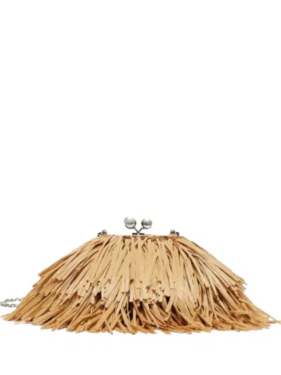 Weekend Max Mara Aquiete Fringed Shoulder Bag In Nude
