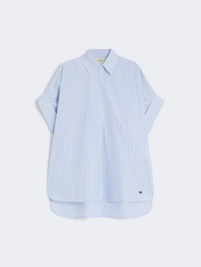 Weekend Max Mara Ardea - Straight Cotton Poplin Shirt In Blue