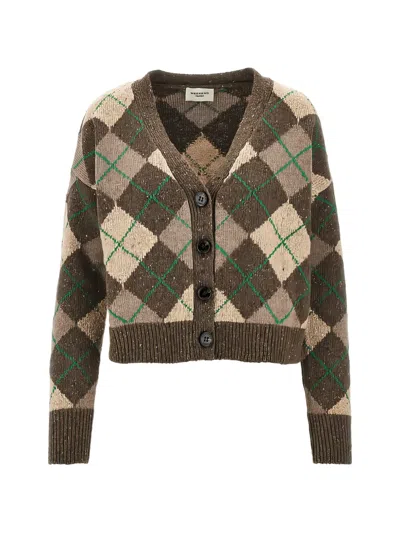 Weekend Max Mara Argyle-knit Button-up Cardigan In Brown