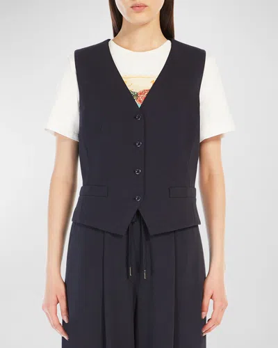 Weekend Max Mara Aria Tailored Button-down Vest In Navy