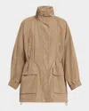 Weekend Max Mara Arley Oversized Hooded Drawcord Coat In Brown