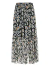 Weekend Max Mara Silk Tiered Skirt Floral Pattern In Black