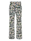 Weekend Max Mara High Waist Floral Pattern Trousers With Belt Loops In Black