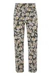 Weekend Max Mara High Waist Floral Pattern Trousers With Belt Loops In Black