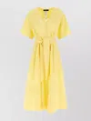 Weekend Max Mara Linen Dress With Midi Length And Pleated Skirt In Yellow