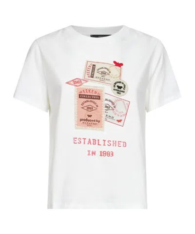 Weekend Max Mara Ara Printed Jersey Short Sleeved T-shirt In White