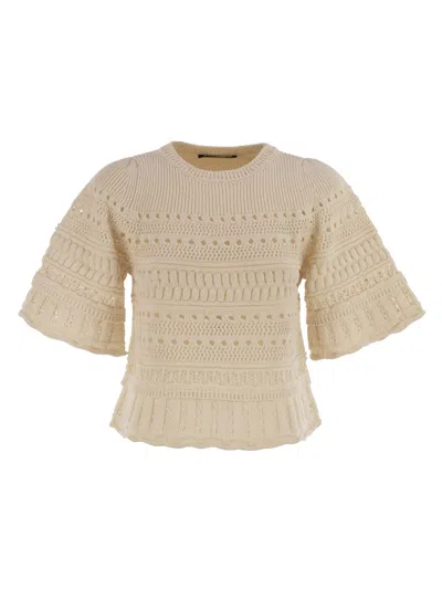 Weekend Max Mara Asburg1234 - Cotton Crochet Jersey In White