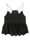 Weekend Max Mara Asburgo Broderie Anglaise Peplum Top In Black